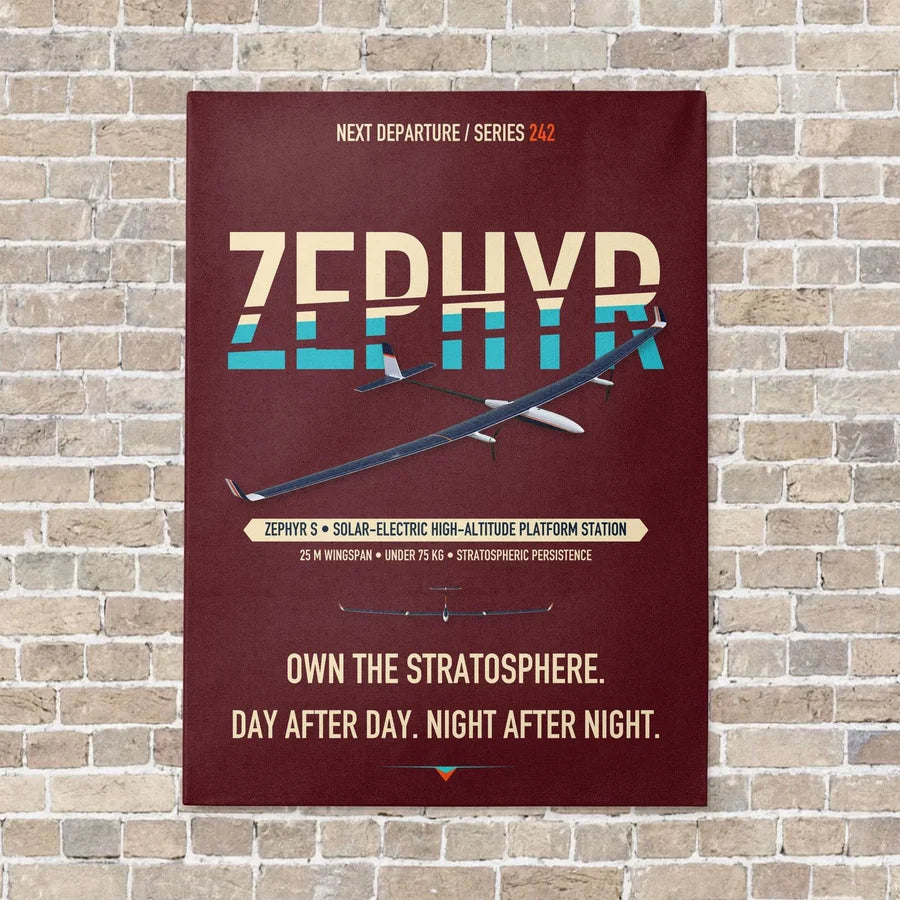 Airbus Zephyr S vertical canvas print - no frame - dark red background