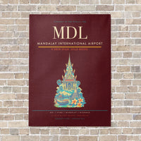Thumbnail for Mandalay International Airport MDL vertical canvas print - no frame - dark red background