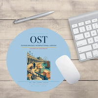 Thumbnail for Ostend-Bruges International Airport (OST) design on light blue round mouse pad