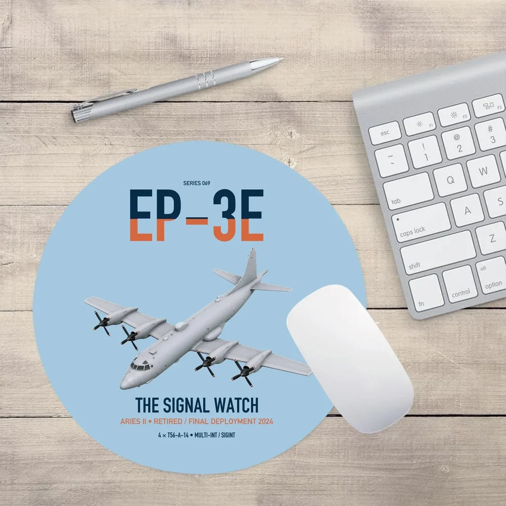 EP-3E ARIES II design on light blue round mouse pad