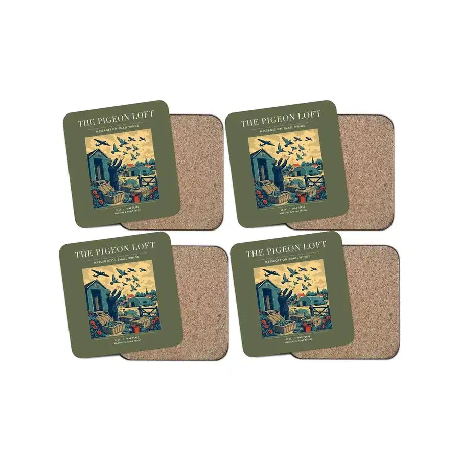 The Pigeon Loft - Designed Coasters design on green army 4-pieces-set