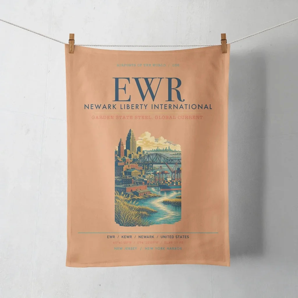 Newark Liberty International Airport (EWR) design on orange towel