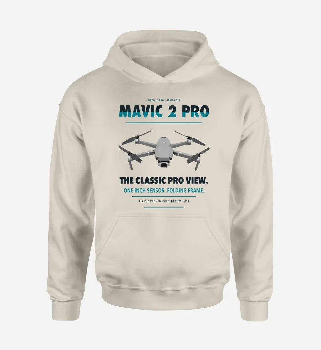 DJI Mavic 2 Pro design on khaki hoodie single side