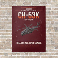 Thumbnail for Sikorsky CH-53K King Stallion vertical canvas print - no frame - dark red background