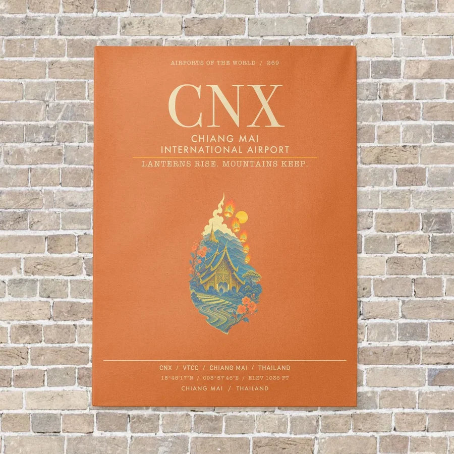 Chiang Mai International Airport CNX - Canvas Framed - Orange