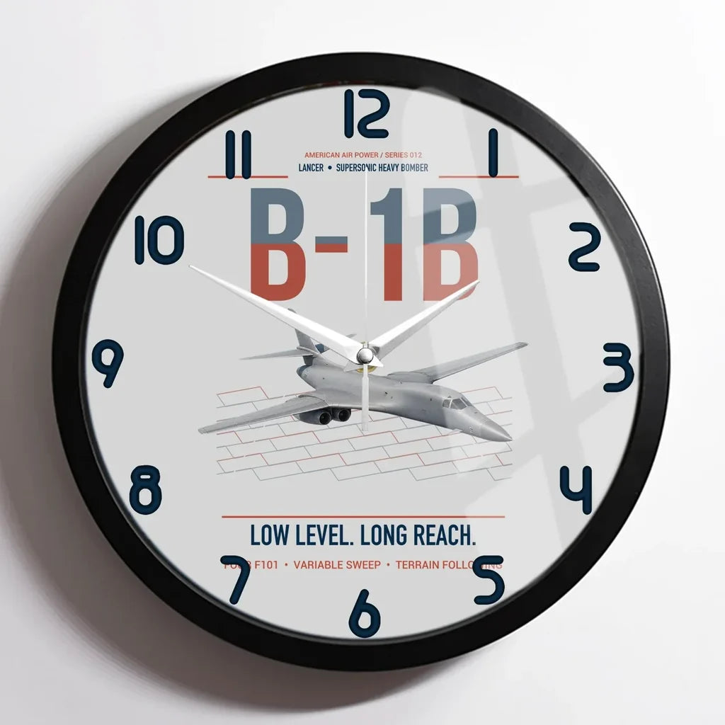 B-1B Lancer design on light gray framed wall clock