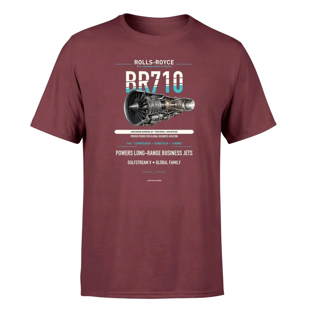 BR710 design on dark red single side