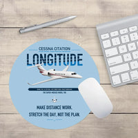 Thumbnail for Cessna Citation Longitude design on light blue round mouse pad