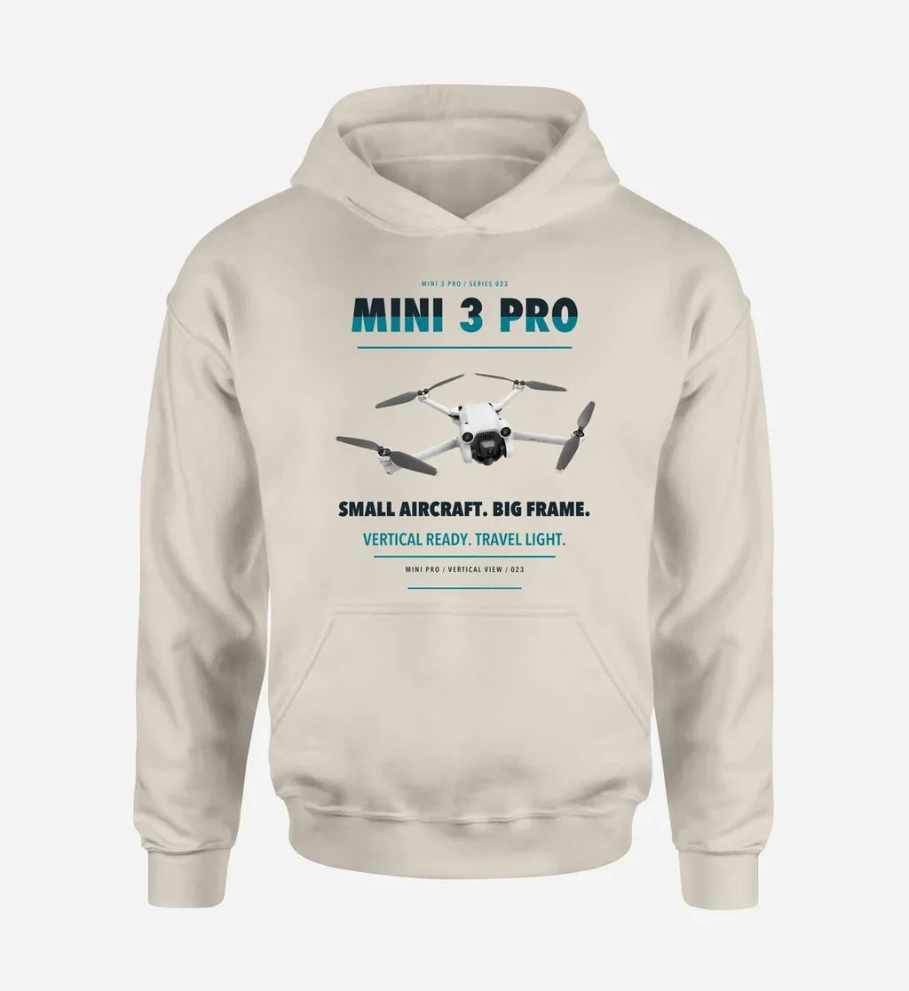 DJI Mini 3 Pro design on khaki hoodie single side