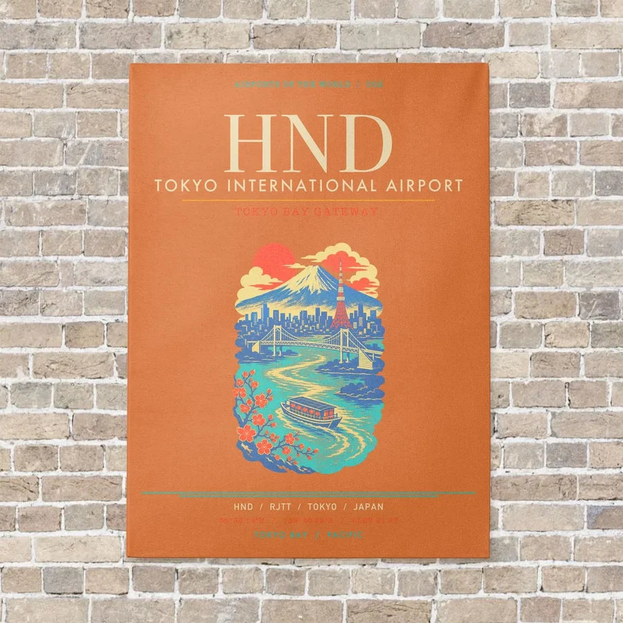 Tokyo Haneda Airport HND - Canvas Framed - Orange