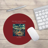 Thumbnail for VINTAGE G4327 - The First Night Landing - Designed Mouse Pads design on darkred round