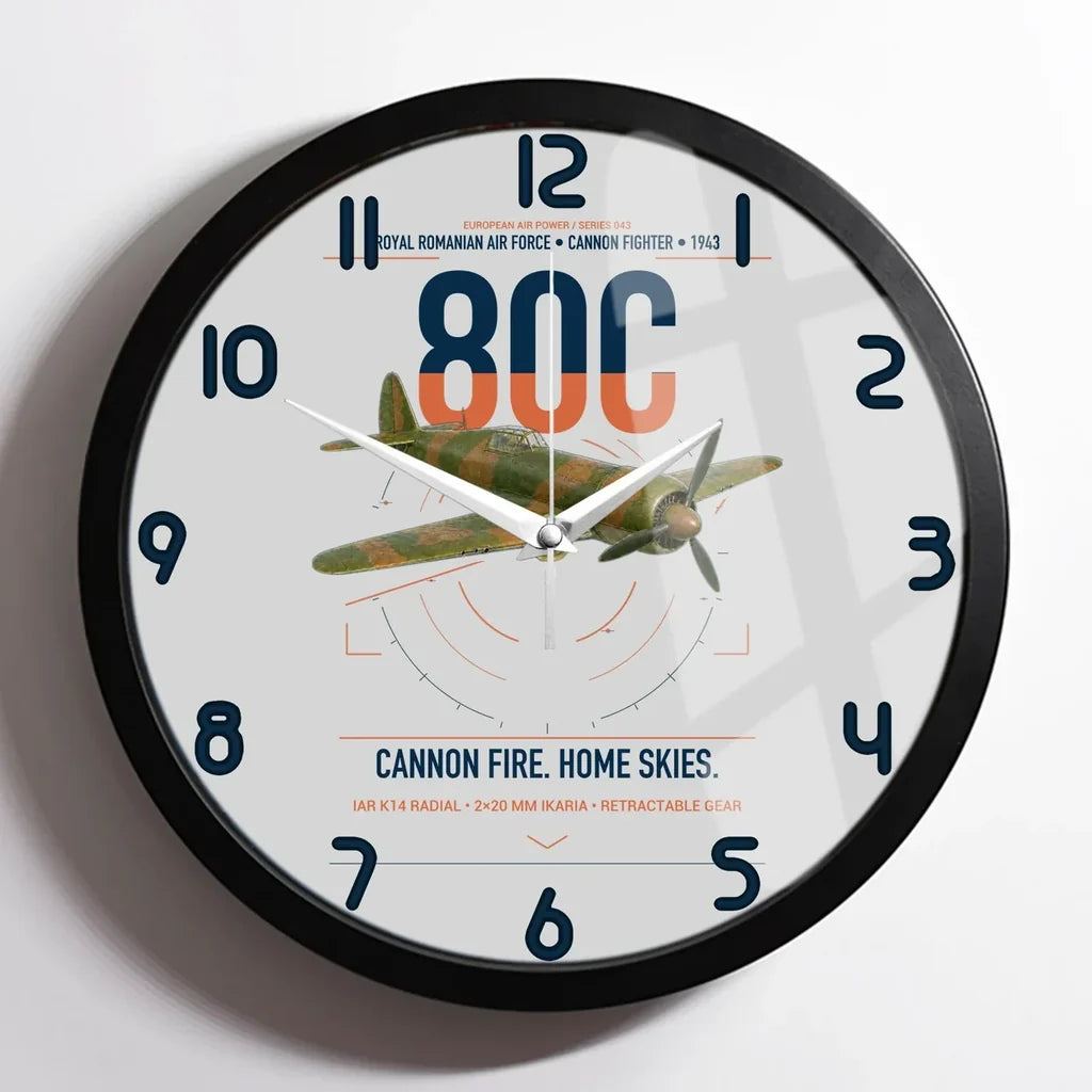 IAR 80C design on light gray framed wall clock
