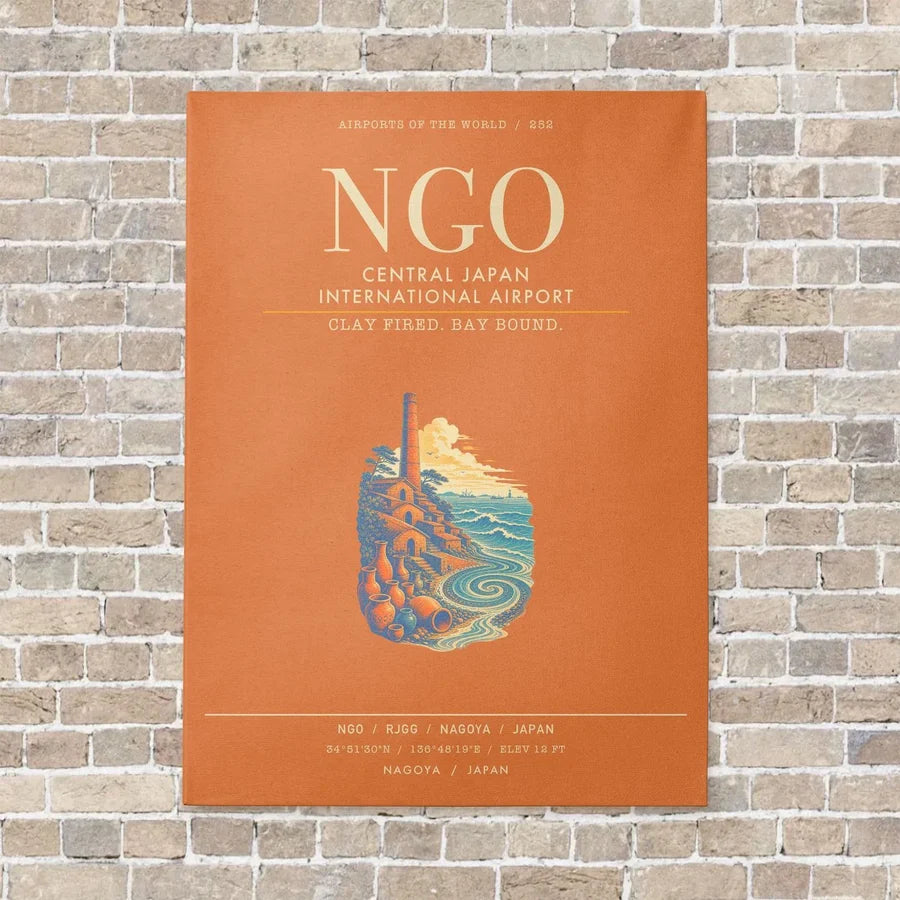 Central Japan International Airport NGO - Canvas Framed - Orange