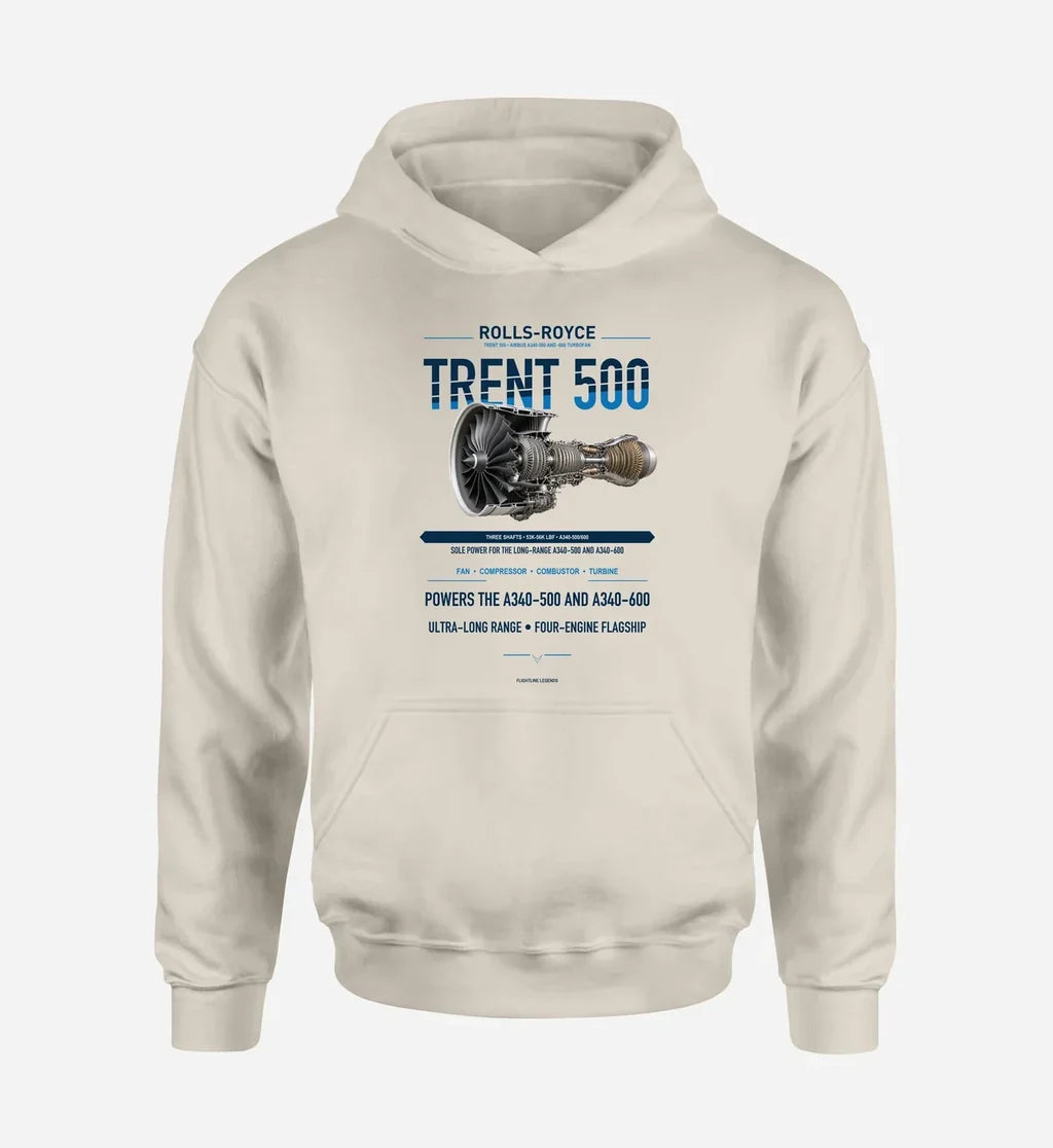 TRENT 500 design on khaki hoodie single side