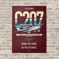 Thumbnail for Cessna T207A Stationair 8 vertical canvas print - no frame - dark red background