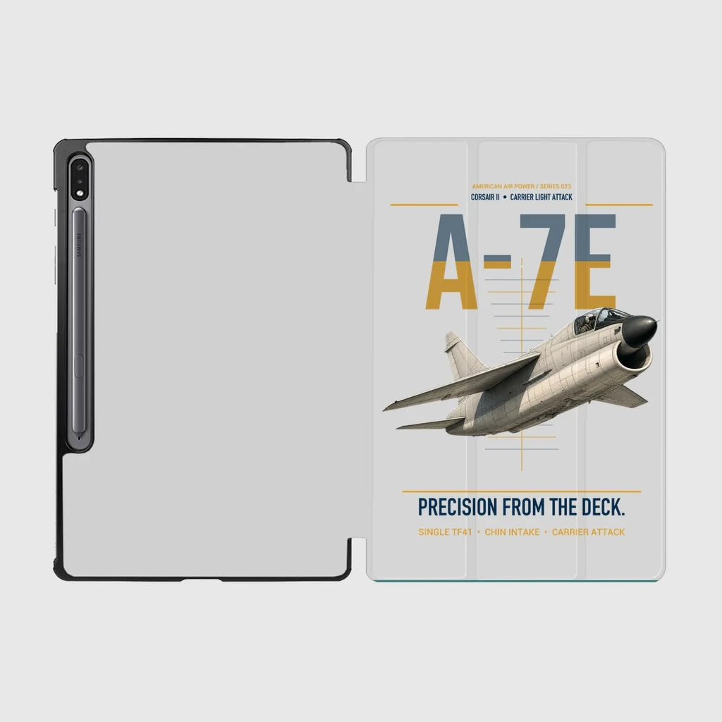 A-7E Corsair II design on light gray samsung tablet tablet case