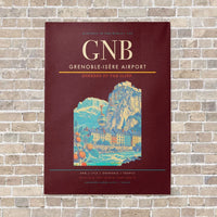 Thumbnail for Grenoble-Isère Airport GNB vertical canvas print - no frame - dark red background