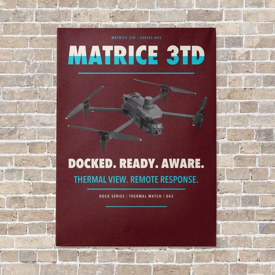 DJI Matrice 3TD vertical canvas print - no frame - dark red background