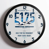 Thumbnail for Embraer E175 design on light gray framed wall clock