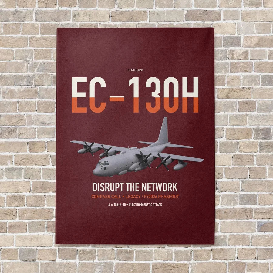 EC-130H Compass Call vertical canvas print - no frame - dark red background