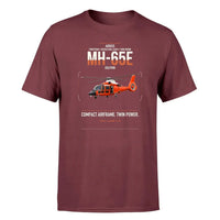 Thumbnail for Airbus MH-65E Dolphin design on dark red t-shirt, single-side print