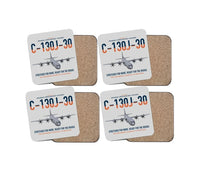 Thumbnail for C-130J-30 Super Hercules design on light gray 4 pieces set coaster