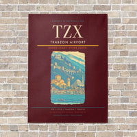 Thumbnail for Trabzon Airport TZX vertical canvas print - no frame - dark red background