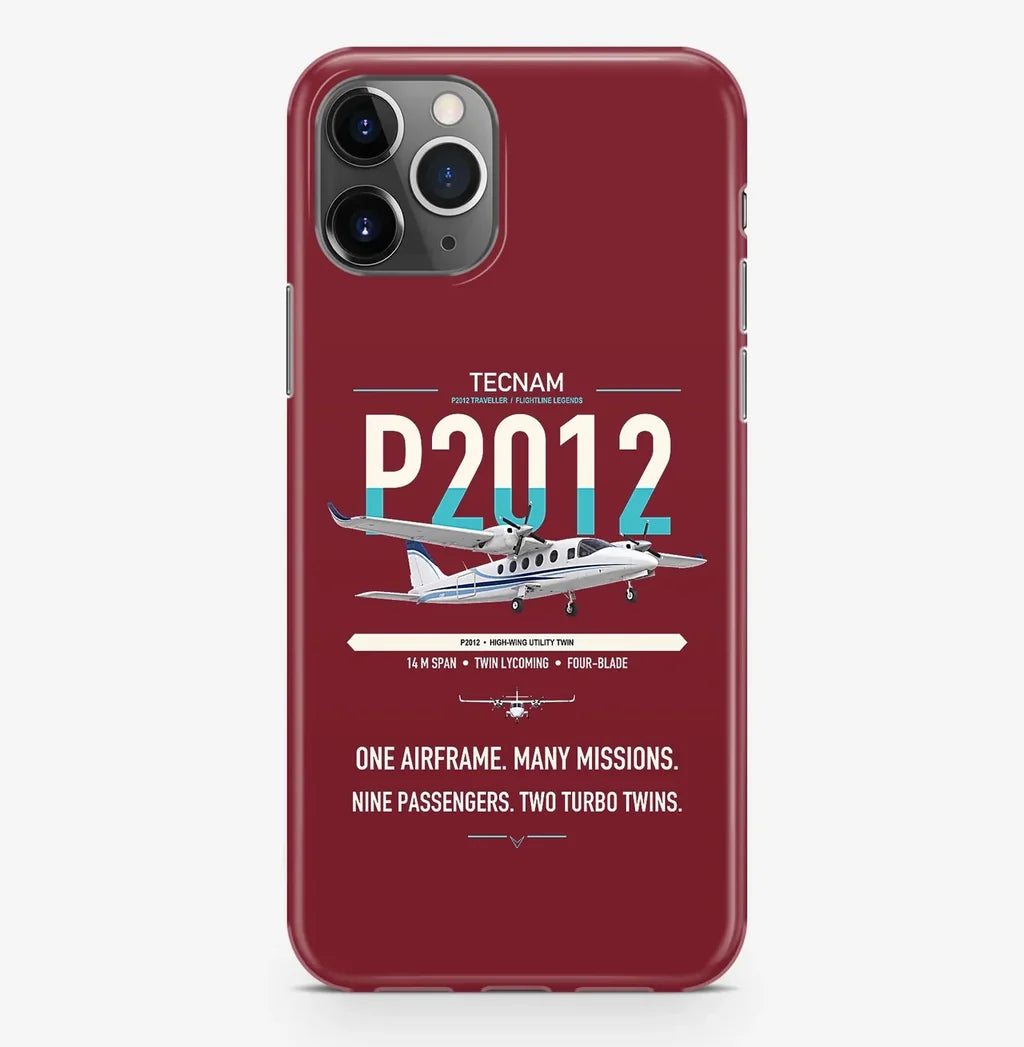 Tecnam P2012 Traveller design on dark red magsafe iphone case, for iPhone Pro Max