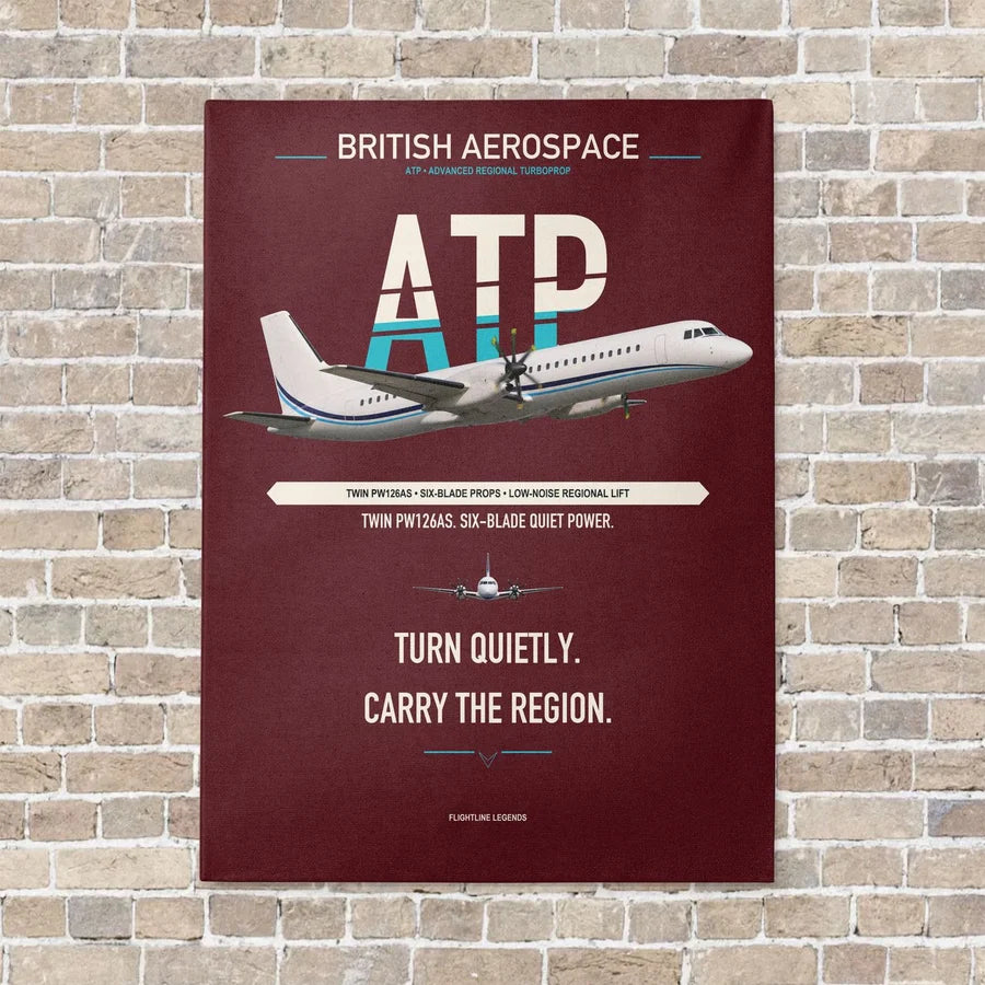 British Aerospace ATP vertical canvas print - no frame - dark red background