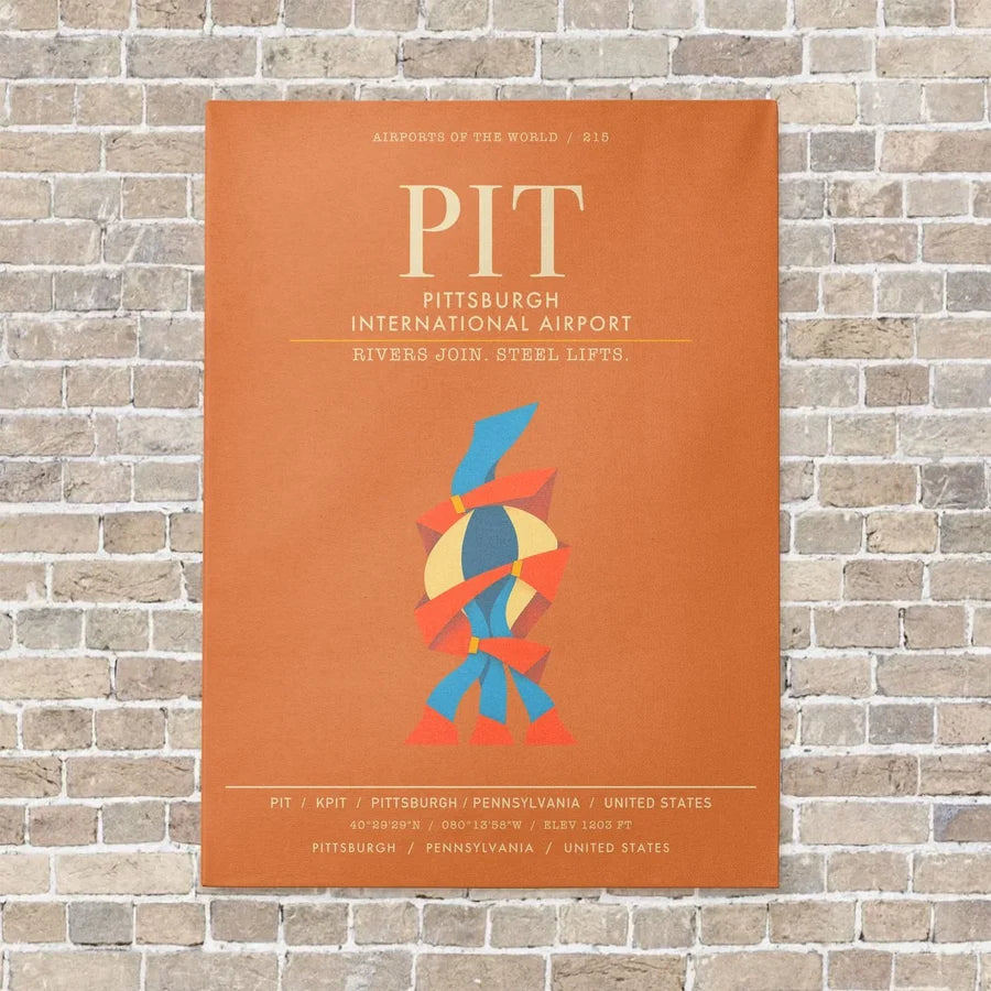 Pittsburgh International Airport PIT - Canvas Framed - Orange