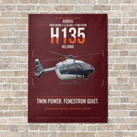 Thumbnail for Airbus H135 vertical canvas print - no frame - dark red background
