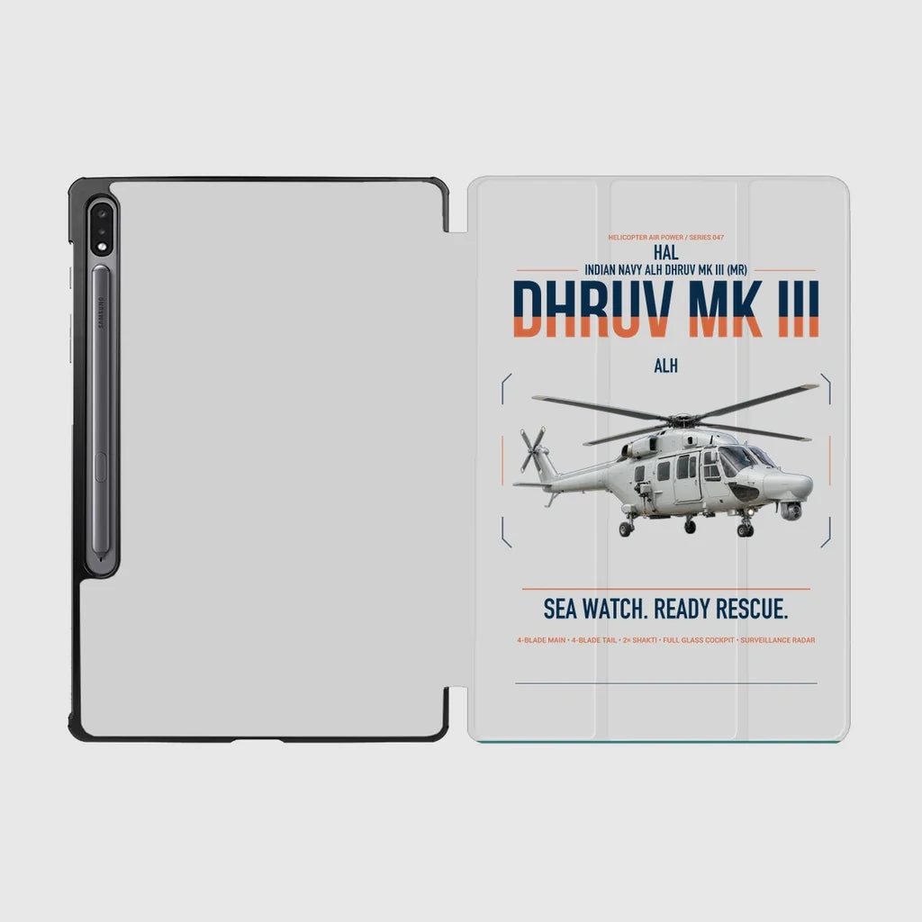 HAL ALH Dhruv Mk III design on light gray samsung tablet tablet case