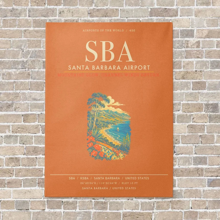 Santa Barbara Airport SBA - Canvas Framed - Orange