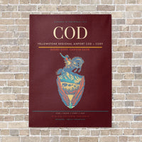 Thumbnail for Yellowstone Regional Airport COD — Cody vertical canvas print - no frame - dark red background