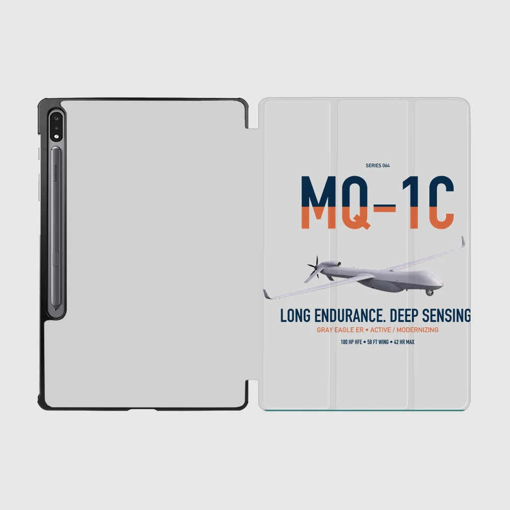 MQ-1C Gray Eagle ER design on light gray samsung tablet tablet case