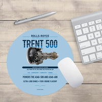 Thumbnail for TRENT 500 design on light blue round mouse pad