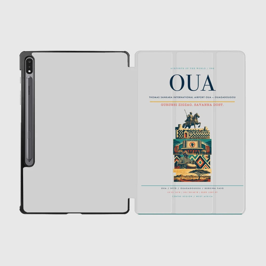 Thomas Sankara International Airport (OUA) design on light gray samsung tablet tablet case