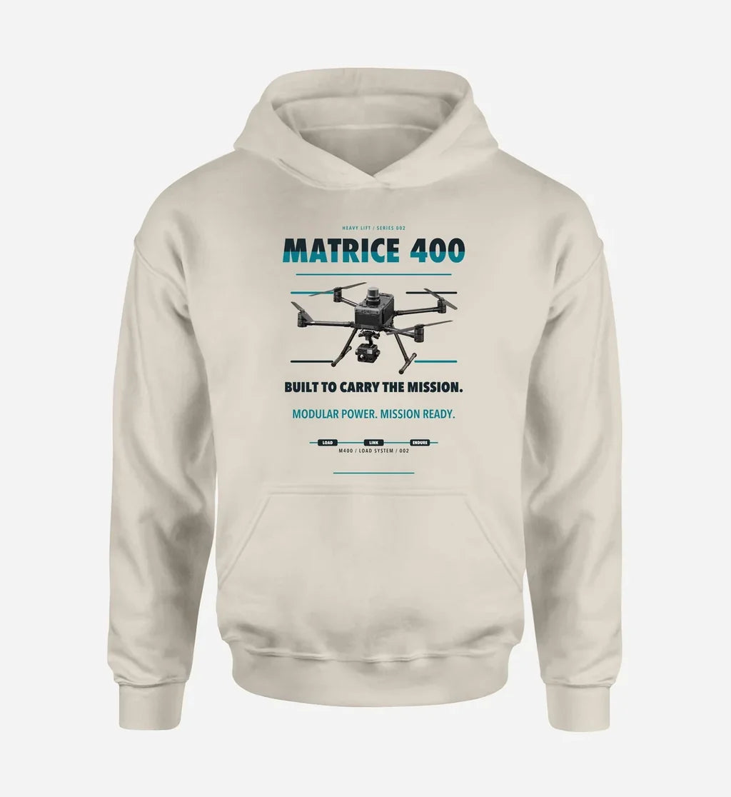 DJI Matrice 400 design on khaki hoodie single side