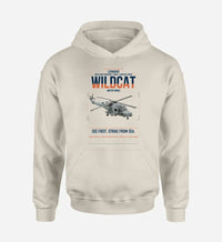 Thumbnail for Leonardo AW159 Wildcat HMA2 design on khaki double-side hoodie, single-side print