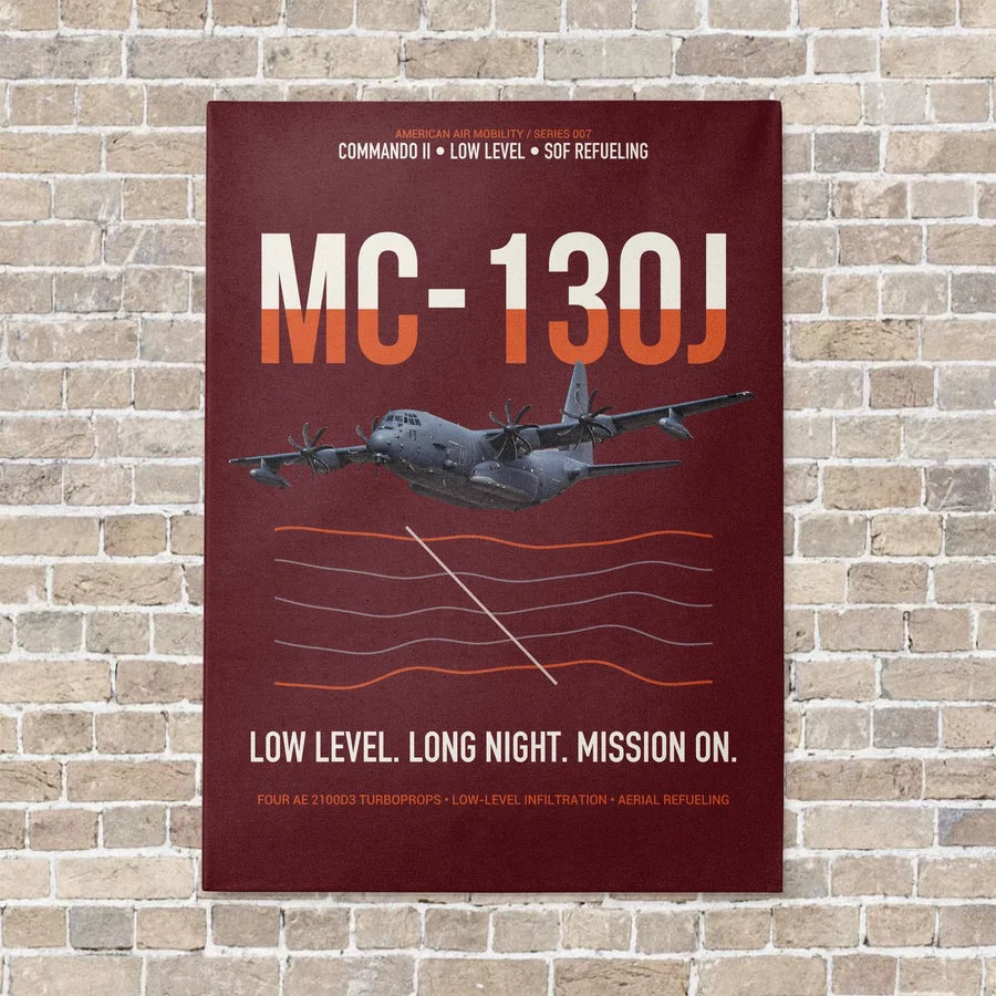 MC-130J COMMANDO II vertical canvas print - no frame - dark red background