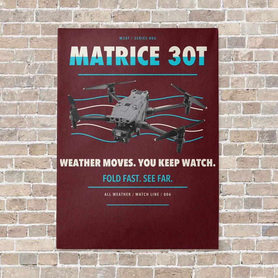 DJI Matrice 30T vertical canvas print - no frame - dark red background