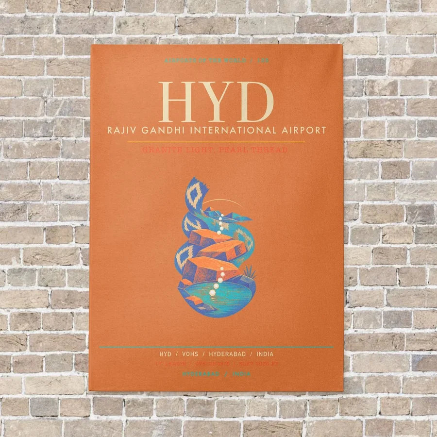 Rajiv Gandhi International Airport Hyderabad HYD - Canvas Framed - Orange