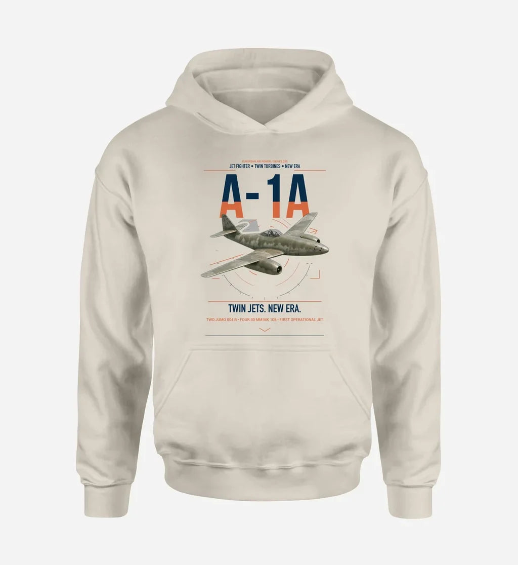 Messerschmitt Me 262A-1a design on khaki double-side hoodie, single-side print