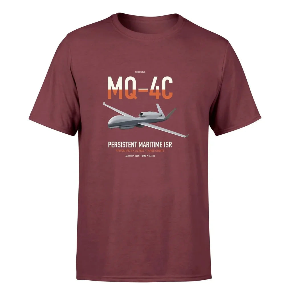 MQ-4C Triton IFC-4 design on dark red double-side t-shirt, single-side print
