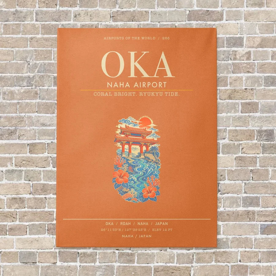 Naha Airport OKA - Canvas Framed - Orange
