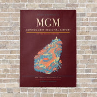 Thumbnail for Montgomery Regional Airport MGM vertical canvas print - no frame - dark red background