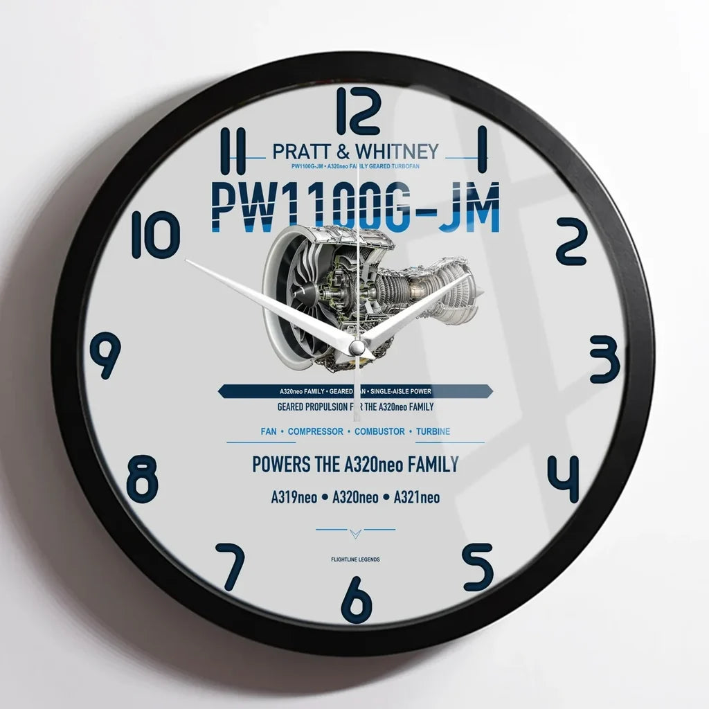 PW1100G-JM design on light gray framed wall clock