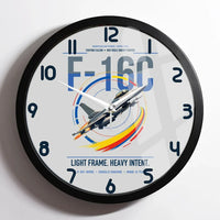 Thumbnail for F-16C Fighting Falcon design on light gray framed wall clock