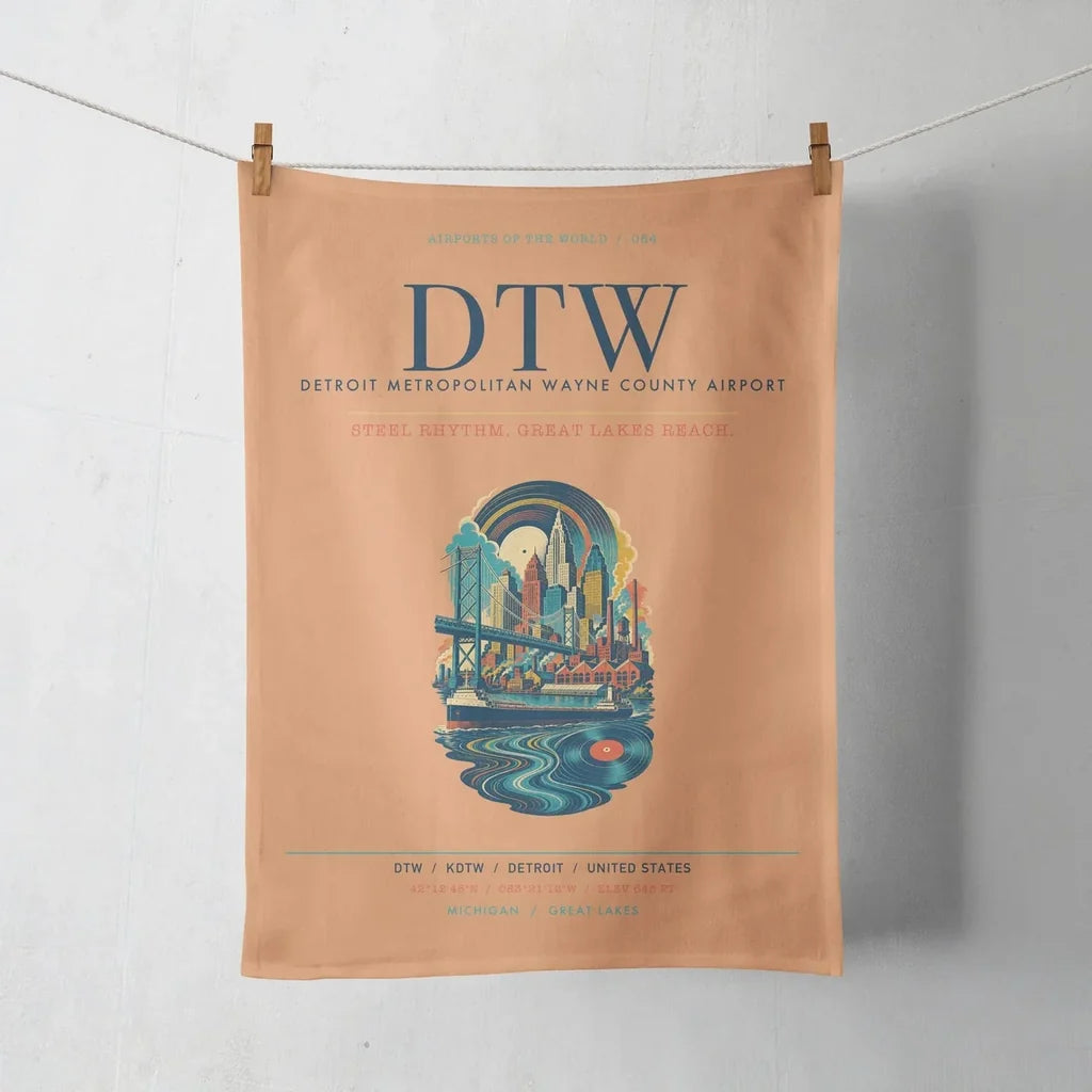 Detroit Metropolitan Wayne County Airport (DTW) design on orange towel