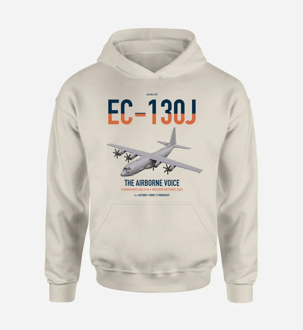 EC-130J Commando Solo III design on khaki double-side hoodie, single-side print